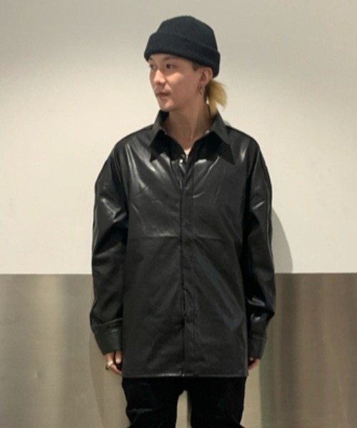 DANKE SCHON（ダンケシェーン）の「DankeSchon/ダンケシェーン/エコレザーシャツ/EcoLether Shirt（シャツ/ブラウス・メンズ・ブラック・FREE）」の8枚目の写真