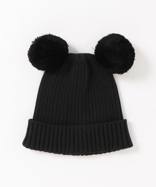 Mini Rodini(ミニロディーニ)の「mini rodini / ポンポン ニット帽(ニットキャップ/ビーニー・キッズ・ブラック/ブラウン・48/50/52/54)」の2枚目の写真