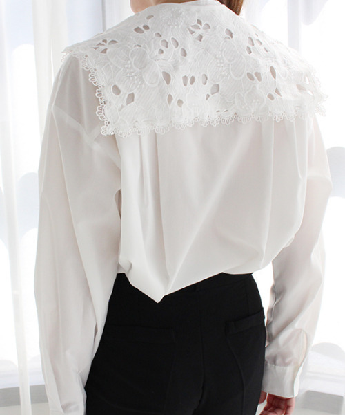 MODE ROBE（モードローブ）の「取り外しレース襟付きブラウス（シャツ/ブラウス・レディース・ホワイト/ブラック・FREE）」の21枚目の写真