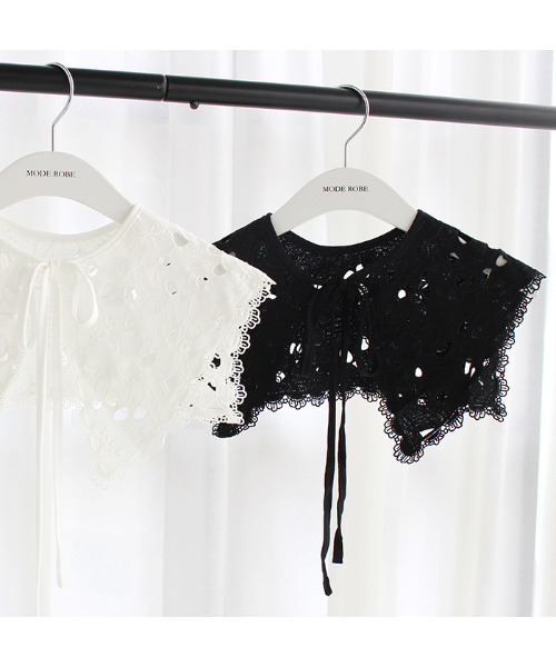 MODE ROBE（モードローブ）の「取り外しレース襟付きブラウス（シャツ/ブラウス・レディース・ホワイト/ブラック・FREE）」の4枚目の写真