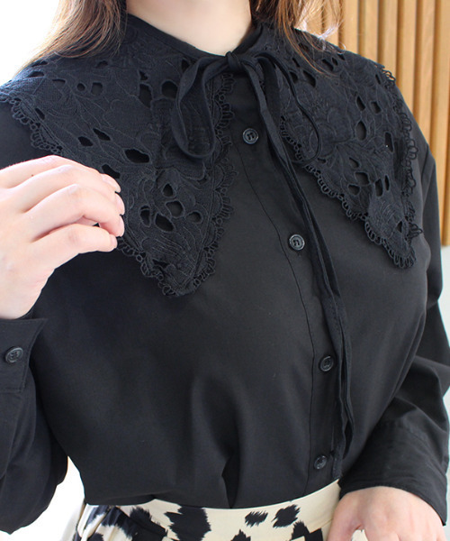 MODE ROBE（モードローブ）の「取り外しレース襟付きブラウス（シャツ/ブラウス・レディース・ホワイト/ブラック・FREE）」の6枚目の写真