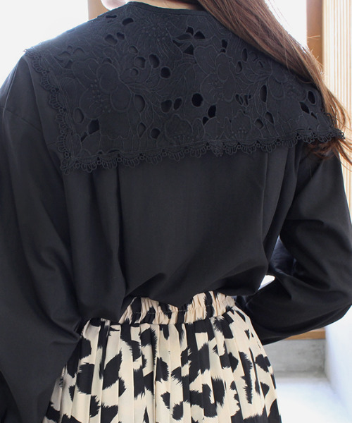 MODE ROBE（モードローブ）の「取り外しレース襟付きブラウス（シャツ/ブラウス・レディース・ホワイト/ブラック・FREE）」の9枚目の写真