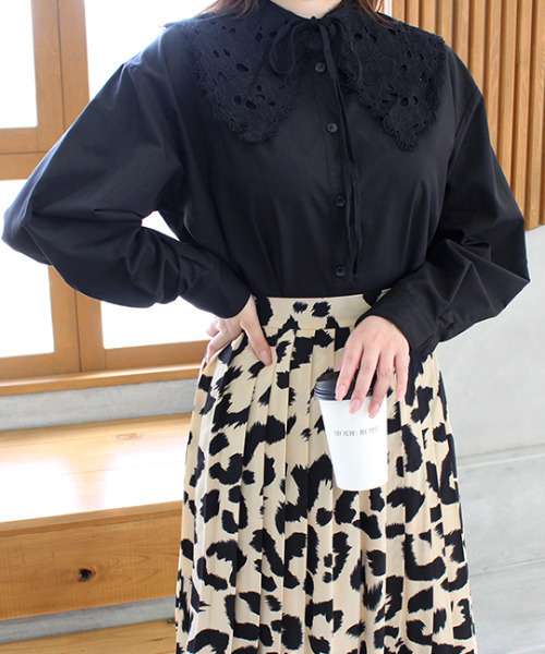 MODE ROBE（モードローブ）の「取り外しレース襟付きブラウス（シャツ/ブラウス・レディース・ホワイト/ブラック・FREE）」の11枚目の写真