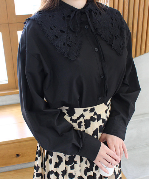 MODE ROBE（モードローブ）の「取り外しレース襟付きブラウス（シャツ/ブラウス・レディース・ホワイト/ブラック・FREE）」の5枚目の写真