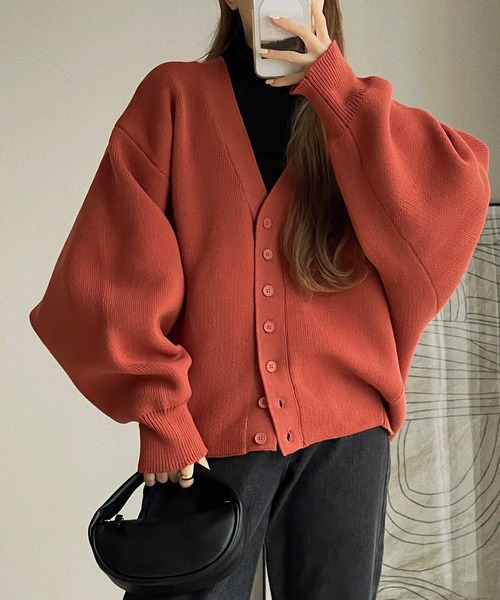 etade(エタード)の「【etade】volume sleeve over cardigan etdwz21a004(カーディガン/ボレロ・レディース・ブラック/マスタード/ライトベージュ/テラコッタ・FREE)」の3枚目の写真