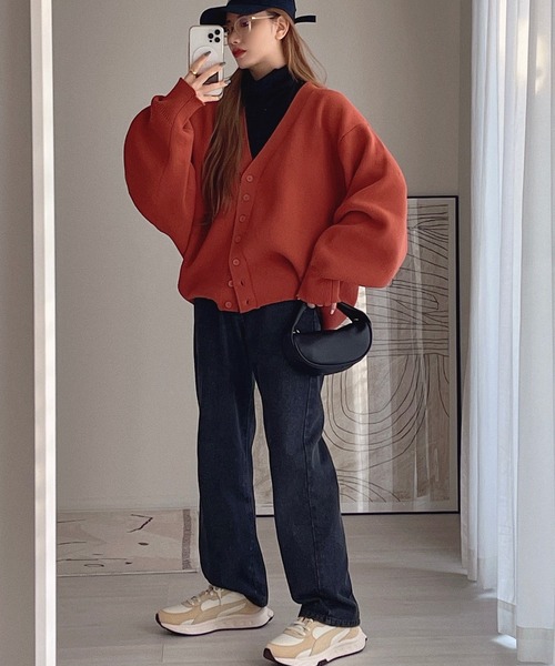 etade(エタード)の「【etade】volume sleeve over cardigan etdwz21a004(カーディガン/ボレロ・レディース・ブラック/マスタード/ライトベージュ/テラコッタ・FREE)」の9枚目の写真