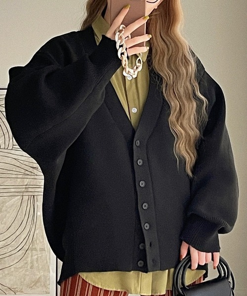 etade(エタード)の「【etade】volume sleeve over cardigan etdwz21a004(カーディガン/ボレロ・レディース・ブラック/マスタード/ライトベージュ/テラコッタ・FREE)」の19枚目の写真