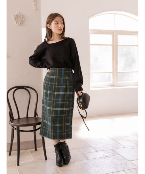 fifth(フィフス)の「チェックタイトロングスカート(スカート・レディース・オレンジ/グリーン・MEDIUM)」の3枚目の写真