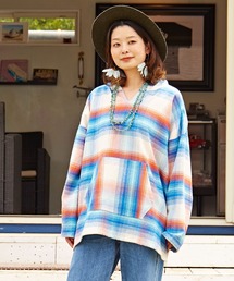 チャイハネ | 【チャイハネ】南インドの織り布 チェック柄メキシカンパーカー(パーカー)