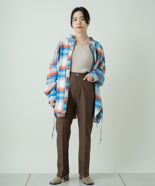 Kastane（カスタネ）の「ネオンチェック起毛アレンジシャツ（シャツ/ブラウス・レディース・ホワイト/ブラック・FREE）」の8枚目の写真