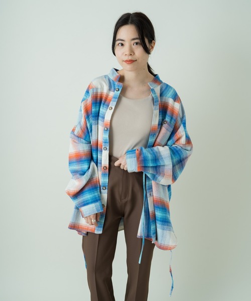 Kastane（カスタネ）の「ネオンチェック起毛アレンジシャツ（シャツ/ブラウス・レディース・ホワイト/ブラック・FREE）」の20枚目の写真