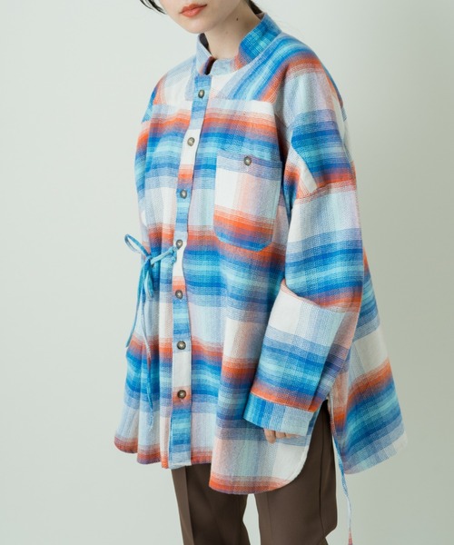 Kastane（カスタネ）の「ネオンチェック起毛アレンジシャツ（シャツ/ブラウス・レディース・ホワイト/ブラック・FREE）」の13枚目の写真