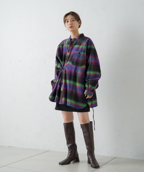 Kastane（カスタネ）の「ネオンチェック起毛アレンジシャツ（シャツ/ブラウス・レディース・ホワイト/ブラック・FREE）」の12枚目の写真