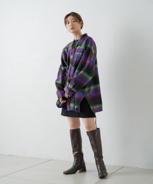 Kastane（カスタネ）の「ネオンチェック起毛アレンジシャツ（シャツ/ブラウス・レディース・ホワイト/ブラック・FREE）」の10枚目の写真