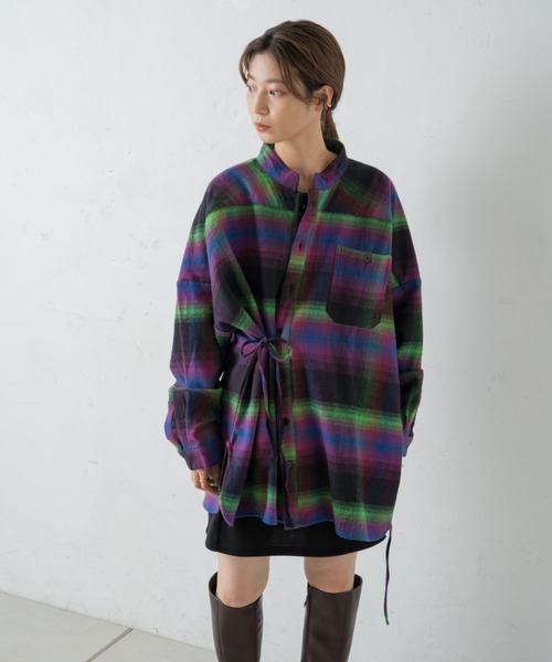 Kastane（カスタネ）の「ネオンチェック起毛アレンジシャツ（シャツ/ブラウス・レディース・ホワイト/ブラック・FREE）」の22枚目の写真