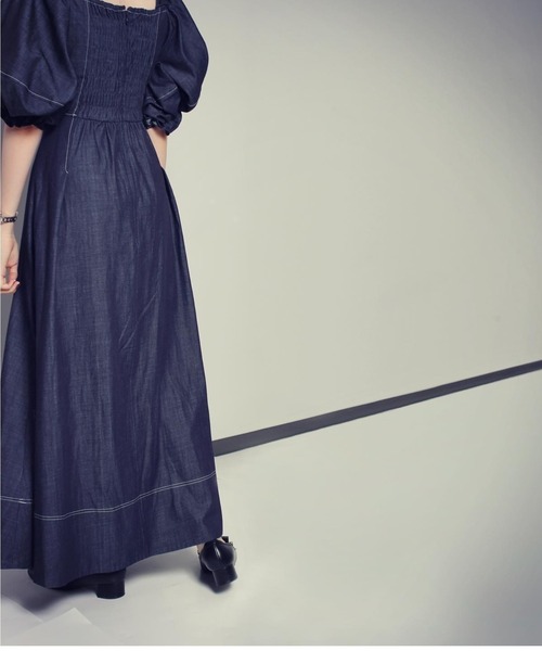 HEMERI(エメリ)の「コットンデニムフレアワンピース(ワンピース・レディース・ブラック/インディゴブルー・M)」の11枚目の写真