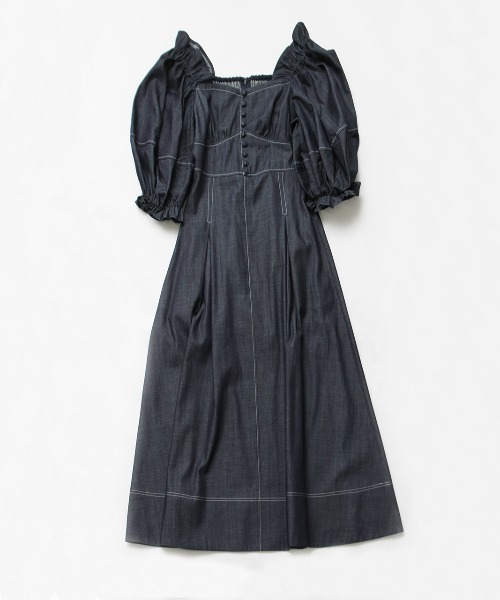 HEMERI(エメリ)の「コットンデニムフレアワンピース(ワンピース・レディース・ブラック/インディゴブルー・M)」の13枚目の写真
