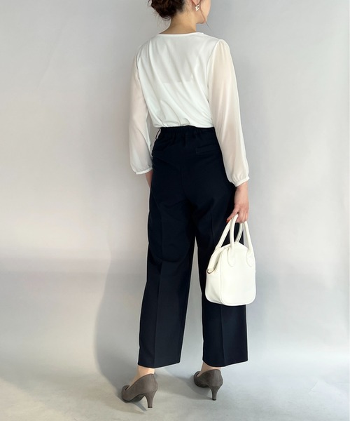 PICCIN（ピッチン）の「フロントパール袖シアーブラウス（シャツ/ブラウス・レディース・ライトグレー/ホワイト/ネイビー・M）」の12枚目の写真