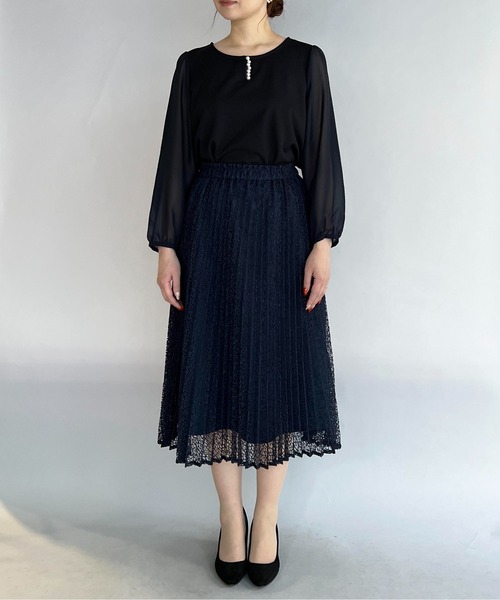 PICCIN（ピッチン）の「フロントパール袖シアーブラウス（シャツ/ブラウス・レディース・ライトグレー/ホワイト/ネイビー・M）」の19枚目の写真