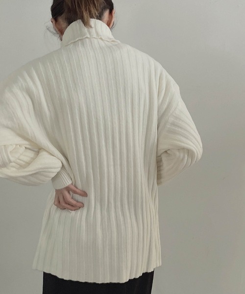 muure（ミュール）の「リブタートルニット（ニット/セーター・レディース・ブラック/ブラウン/アイボリー/ダークブルー・FREE）」の6枚目の写真