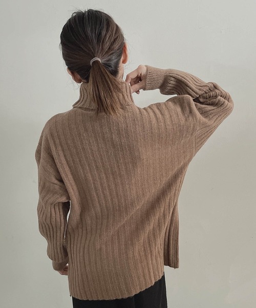 muure（ミュール）の「リブタートルニット（ニット/セーター・レディース・ブラック/ブラウン/アイボリー/ダークブルー・FREE）」の8枚目の写真