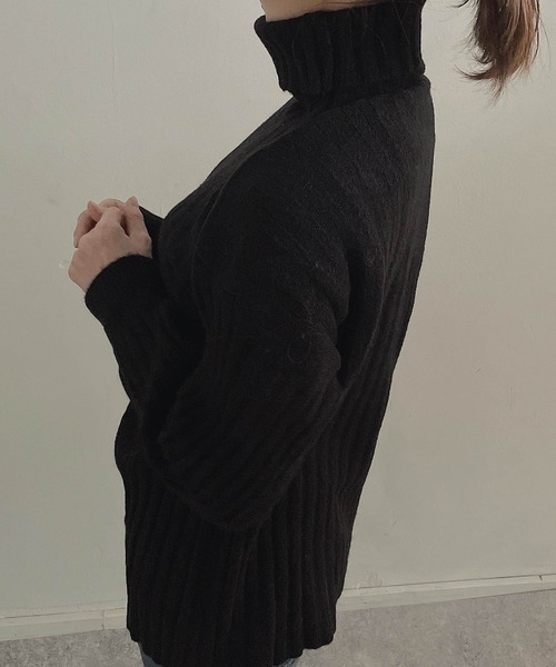 muure（ミュール）の「リブタートルニット（ニット/セーター・レディース・ブラック/ブラウン/アイボリー/ダークブルー・FREE）」の9枚目の写真