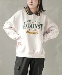 SPINNS | 【ゆったりシルエット】AGAINSTロゴ ポロシャツスウェット(スウェット)