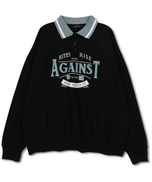 SPINNS(スピンズ)の「【ゆったりシルエット】AGAINSTロゴ ポロシャツスウェット(スウェット・レディース・ブラック/ダークグリーン/ブラウン/ナチュラル・ONESIZE)」の10枚目の写真
