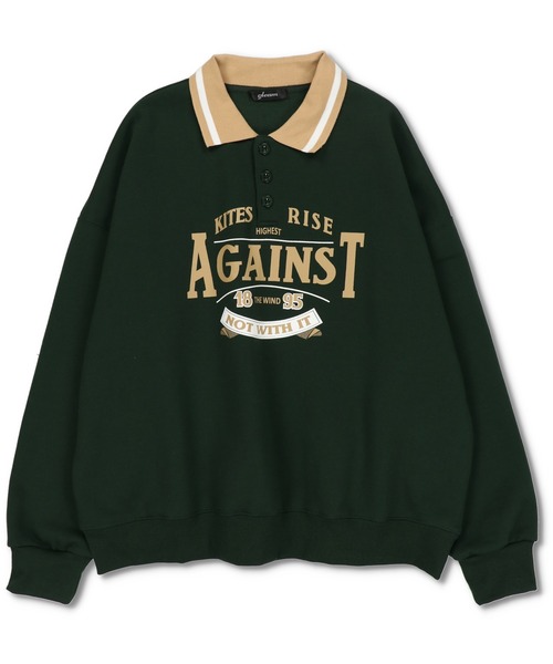 SPINNS(スピンズ)の「【ゆったりシルエット】AGAINSTロゴ ポロシャツスウェット(スウェット・レディース・ブラック/ダークグリーン/ブラウン/ナチュラル・ONESIZE)」の12枚目の写真