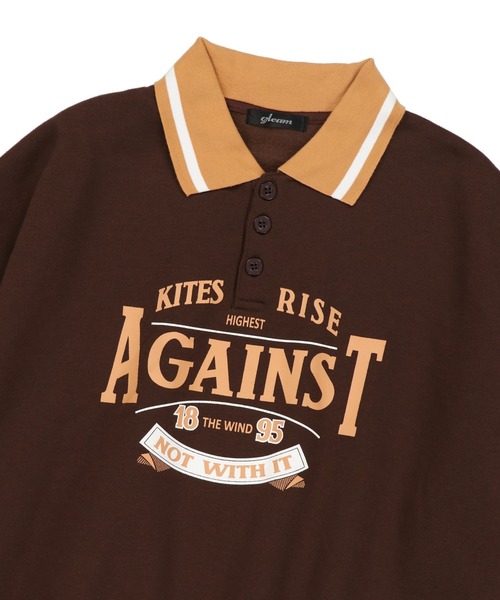 SPINNS(スピンズ)の「【ゆったりシルエット】AGAINSTロゴ ポロシャツスウェット(スウェット・レディース・ブラック/ダークグリーン/ブラウン/ナチュラル・ONESIZE)」の15枚目の写真