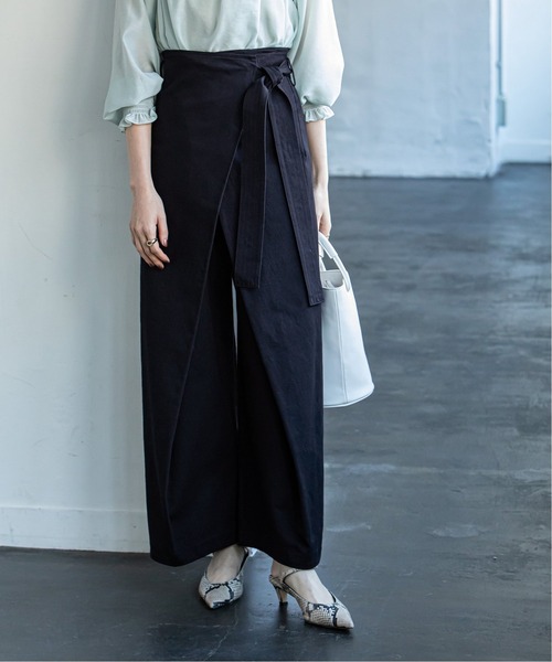 noble クラシックツイルフロントラップワイドパンツ　S Noble（ノーブル）の「クラシックツイルフロントラップワイド