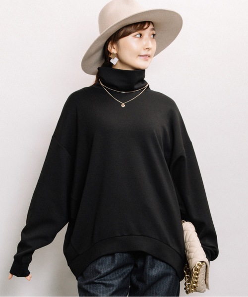 ELVENCE DEUX（エルベンスドゥ）の「ダンボールコクーンHN（Tシャツ/カットソー・レディース・ブラック/ベージュ/ブルー・FREE）」の2枚目の写真
