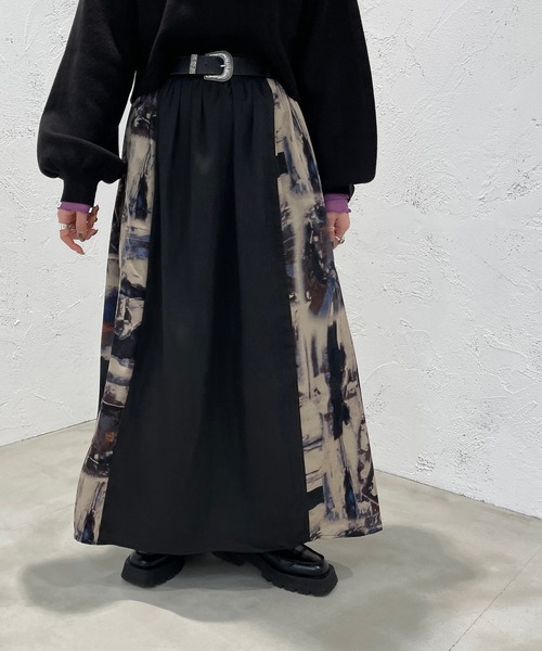 apres jour mignon(アプレジュールミニョン)の「柄切り替えスカート【ZOZOTOWN限定アイテム】(スカート・レディース・ブラック系その他/ブラック・フリー/X-LARGE)」の3枚目の写真