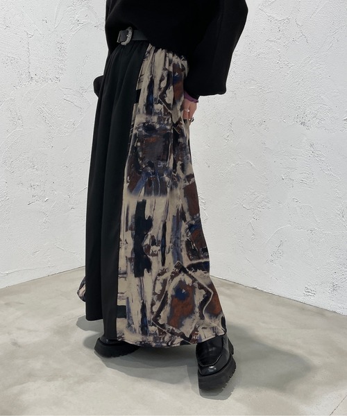 apres jour mignon(アプレジュールミニョン)の「柄切り替えスカート【ZOZOTOWN限定アイテム】(スカート・レディース・ブラック系その他/ブラック・フリー/X-LARGE)」の5枚目の写真