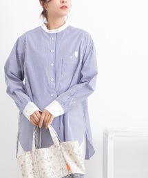 コットンおうちポケットバンドカラーシャツ