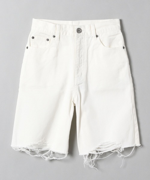 JEANASIS（ジーナシス）の「サスティナブルクラッシュデニムショートパンツ/271928（デニムパンツ・レディース・ホワイト/ブラック・SMALL/MEDIUM）」の2枚目の写真