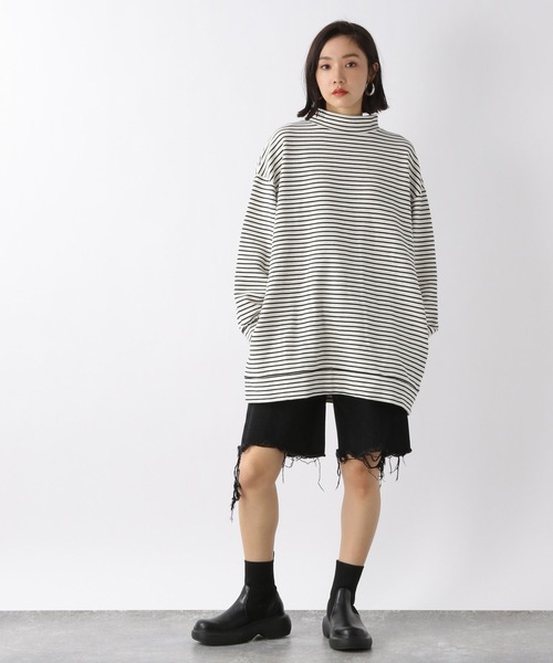 JEANASIS（ジーナシス）の「サスティナブルクラッシュデニムショートパンツ/271928（デニムパンツ・レディース・ホワイト/ブラック・SMALL/MEDIUM）」の4枚目の写真