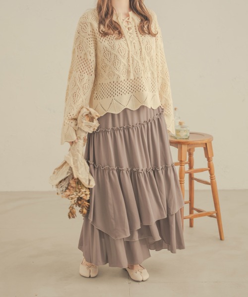 Ambre Neige(アンブルネージュ)の「ランダムティアードスカート/【WEB/EC限定商品】(スカート・レディース・オフホワイト/モカ・FREE)」の10枚目の写真