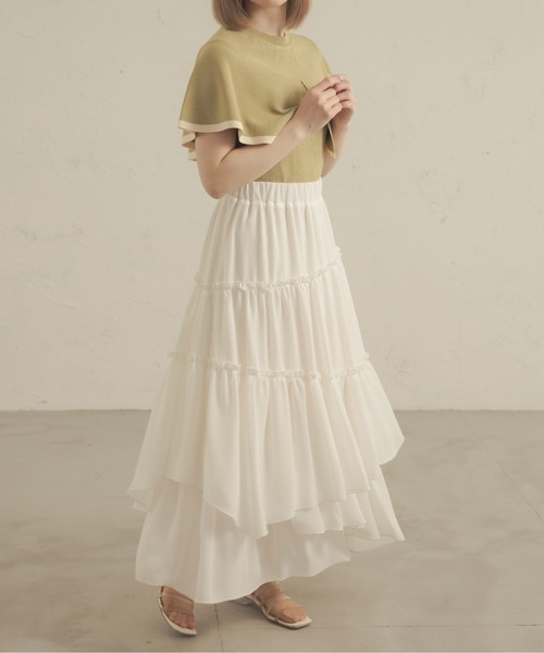 Ambre Neige(アンブルネージュ)の「ランダムティアードスカート/【WEB/EC限定商品】(スカート・レディース・オフホワイト/モカ・FREE)」の19枚目の写真