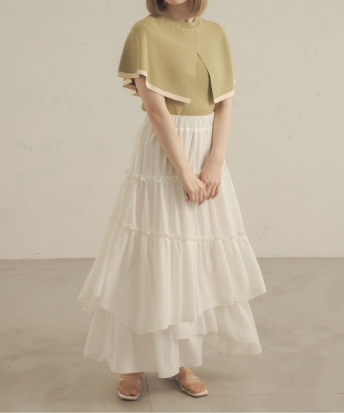 Ambre Neige(アンブルネージュ)の「ランダムティアードスカート/【WEB/EC限定商品】(スカート・レディース・オフホワイト/モカ・FREE)」の20枚目の写真