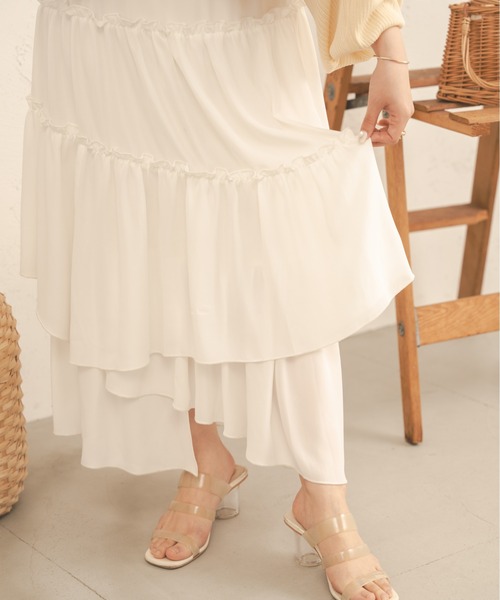 Ambre Neige(アンブルネージュ)の「ランダムティアードスカート/【WEB/EC限定商品】(スカート・レディース・オフホワイト/モカ・FREE)」の17枚目の写真