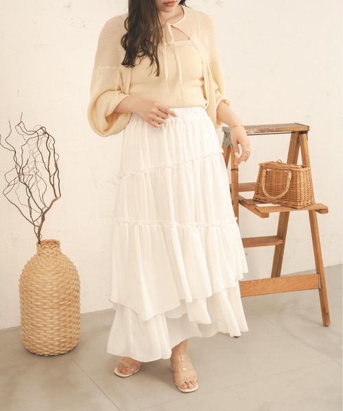 Ambre Neige(アンブルネージュ)の「ランダムティアードスカート/【WEB/EC限定商品】(スカート・レディース・オフホワイト/モカ・FREE)」の18枚目の写真
