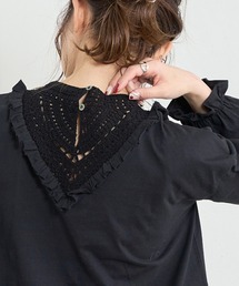 PUAL CE CIN | カギ針編み襟カットソー(Tシャツ/カットソー)