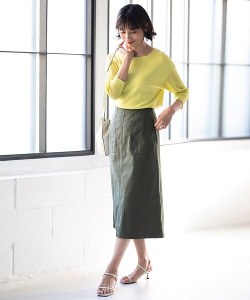 UNTITLED（アンタイトル）の「◆【コットン100％】ミリタリーバックサテン Aラインスカート＜マシンウォッシャブル＞（スカート・レディース・アイボリー/カーキ・03/01/48/46/00/42/44/02/04）」の20枚目の写真