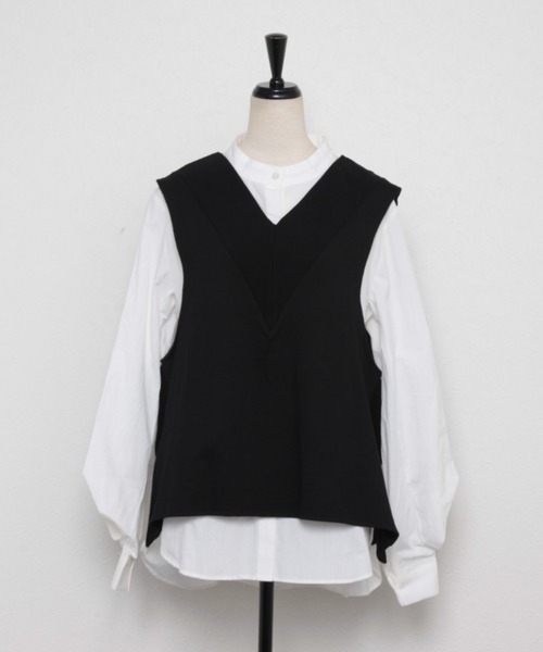 each（イーチ）の「ボリュームシャツドッキングアンサンブル（アンサンブル・レディース・ベージュ/ブラック/グレー・FREE）」の12枚目の写真