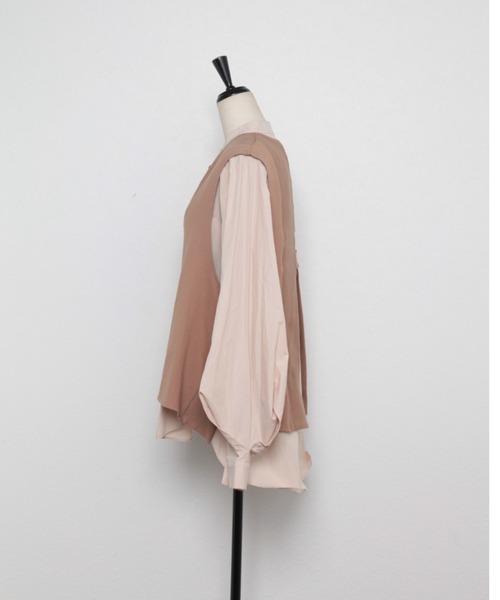 each（イーチ）の「ボリュームシャツドッキングアンサンブル（アンサンブル・レディース・ベージュ/ブラック/グレー・FREE）」の8枚目の写真