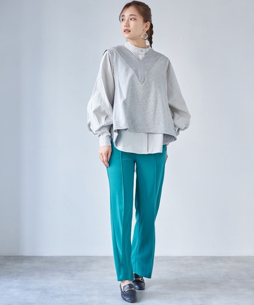 each（イーチ）の「ボリュームシャツドッキングアンサンブル（アンサンブル・レディース・ベージュ/ブラック/グレー・FREE）」の10枚目の写真