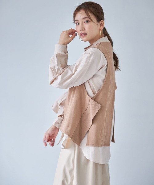 each（イーチ）の「ボリュームシャツドッキングアンサンブル（アンサンブル・レディース・ベージュ/ブラック/グレー・FREE）」の11枚目の写真