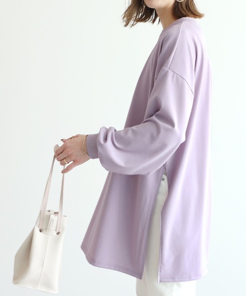 reca（レカ）の「サイドロングスリットニットソーチュニック（チュニック・レディース・ブラック/ラベンダー/ライトベージュ・FREE）」の4枚目の写真