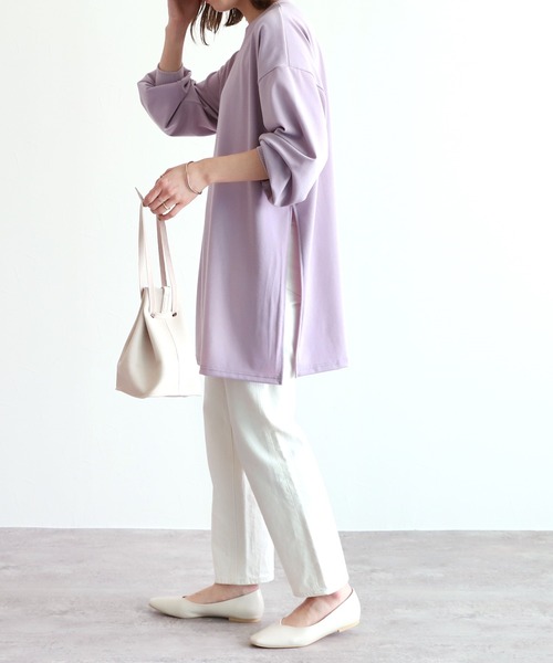 reca（レカ）の「サイドロングスリットニットソーチュニック（チュニック・レディース・ブラック/ラベンダー/ライトベージュ・FREE）」の5枚目の写真